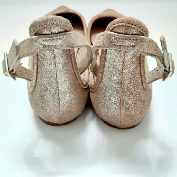 JOIE Temple Gold Metallic Pointed Toe Ankle Strap Flats Sz US 6 EUR 36 - Picture 9 of 13